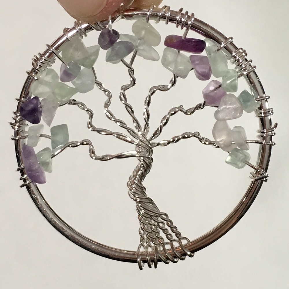 Fluorite Tree of Life Pendant - Natural stones